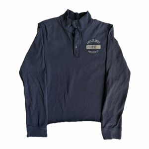 Y2K Abercrombie & Fitch Navy Long Sleeve Quarter Button Shirt — Size XL